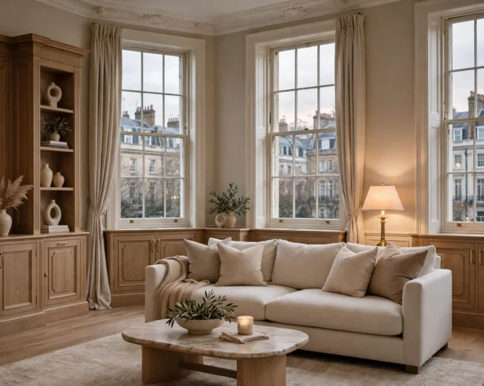 Luxury interior designer cost in London: elegant living room in a prime London home