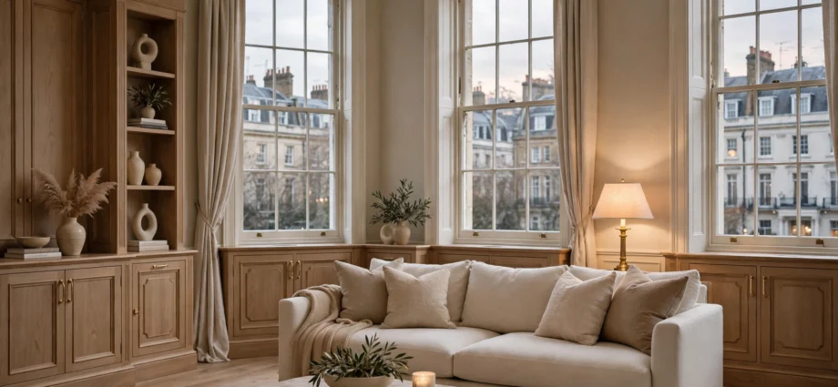Luxury interior designer cost in London: elegant living room in a prime London home