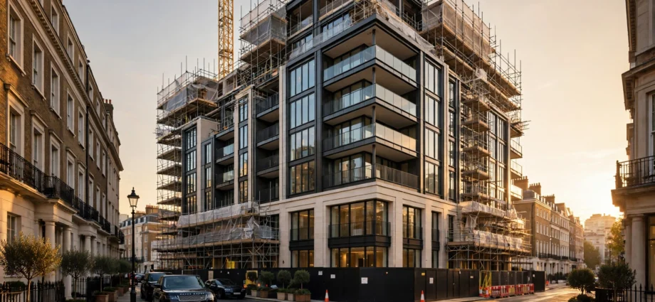 Buying off-plan luxury property in London: new luxury apartment building under construction